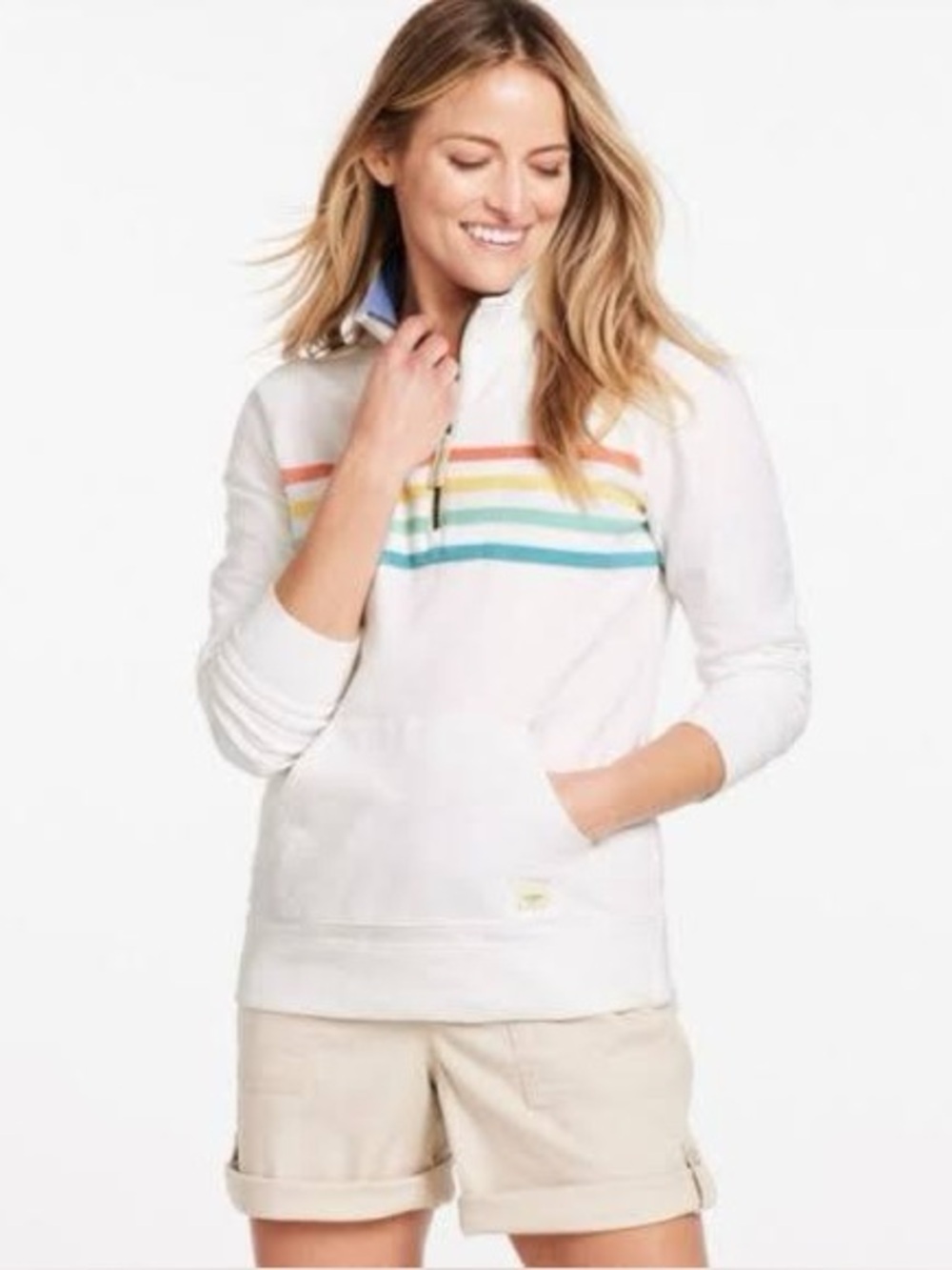 L.L. Bean Women’s White Pullover with Stripes